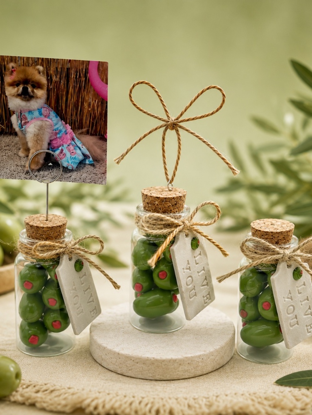 Olive You – Olive Jar Photo Holder, Gift Jar or Ornament | Handmade Green Olives